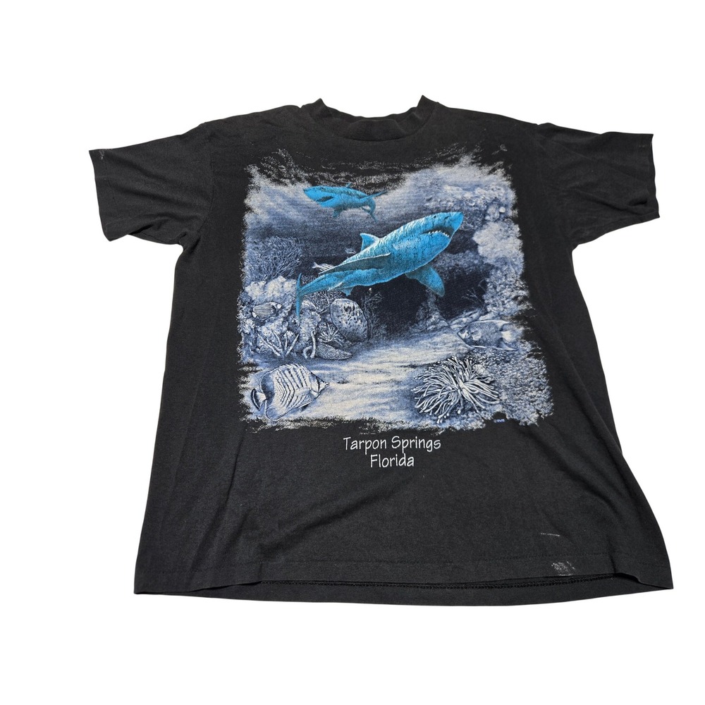 Vintage Tarpon Springs Florida Shark Graphic‎ T Shirt Sunshine Apparel Large